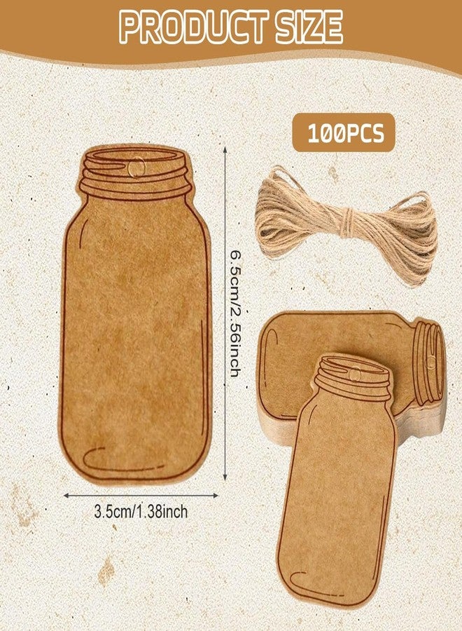 VANTOBEST 100Pcs 2.56 x 1.38 Inch Vintage Kraft Paper Gift Tags Blank Mason Jar Bottle Labels with Jute Twine for Wedding Party Favors and DIY Craft - Image 2